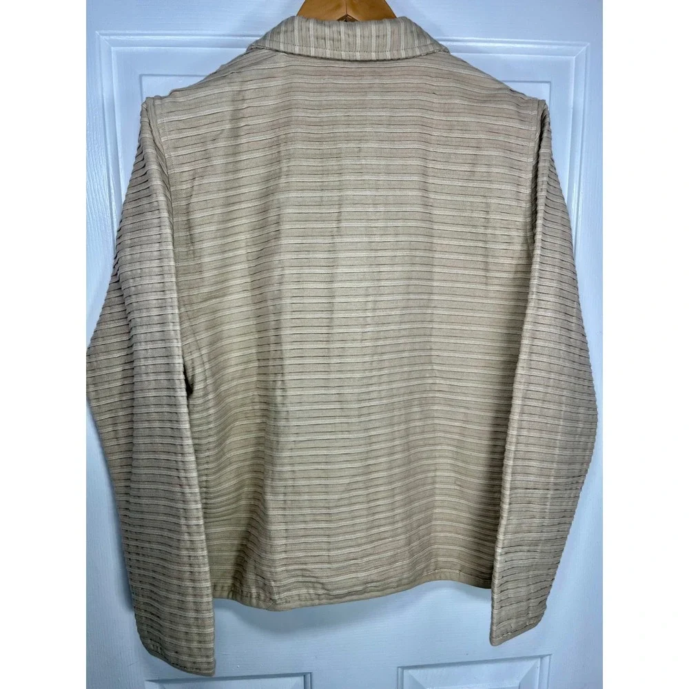 The Territory Ahead Jacket Womens Medium Tan Textured Pintuck Button Front